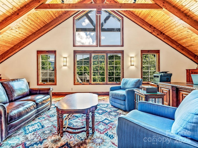 202 Emerald Ln, Maggie Valley, NC 28751 - living area with wood ceiling, wood finished floors, and baseboards