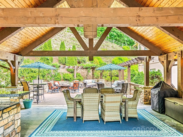 202 Emerald Ln, Maggie Valley, NC 28751 - view of patio with a gazebo, outdoor dining space, and outdoor lounge area