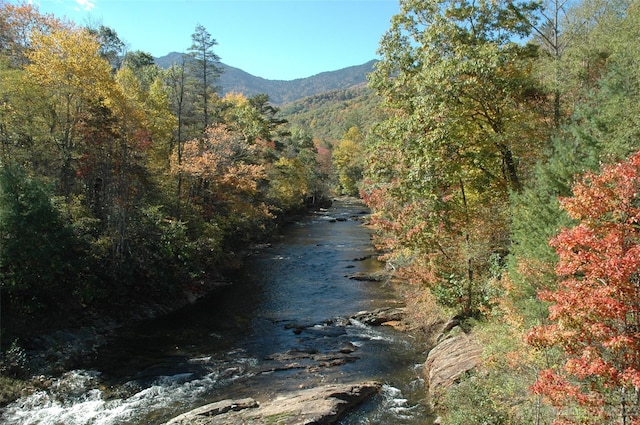 view of mountain feature with a water view