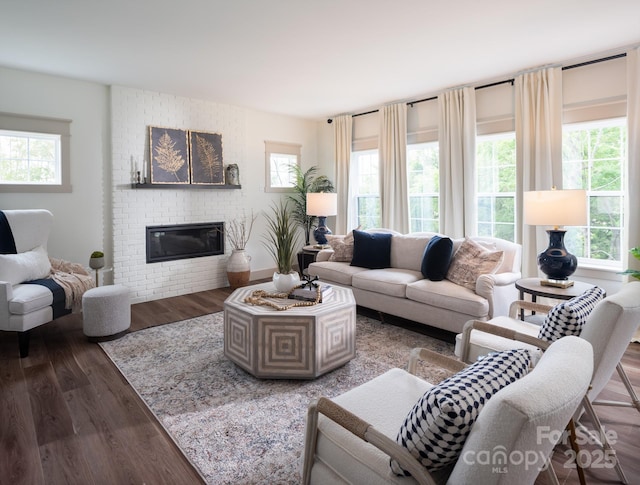 11330 James Coy Rd Covington, Unit Covington, Davidson, NC 28036 - living room featuring wood finished floors, a fireplace, and plenty of natural light