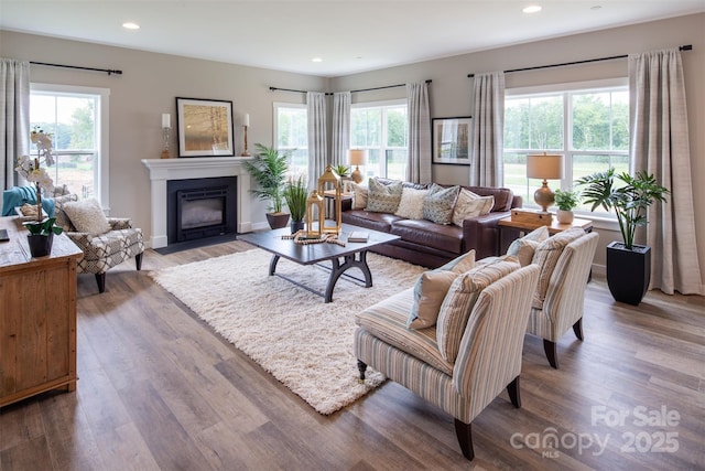 11330 James Coy Rd Covington, Unit Covington, Davidson, NC 28036 - living room with healthy amount of natural light, wood finished floors, a fireplace with flush hearth, and recessed lighting