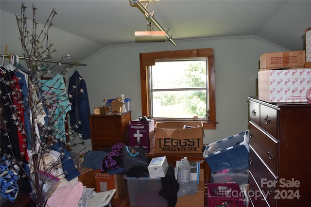 interior space featuring vaulted ceiling