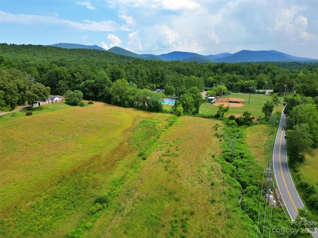 aerial view with a mountain view