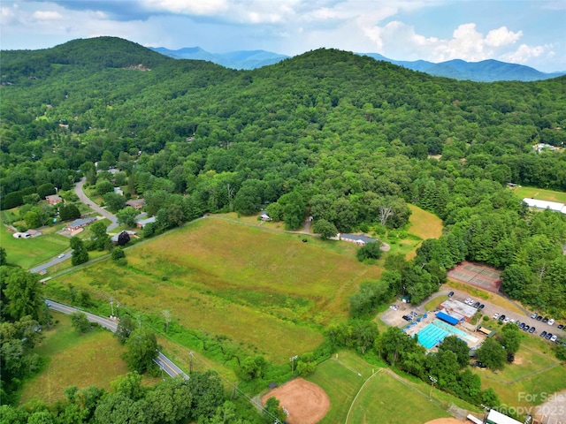 birds eye view of property featuring a mountain view