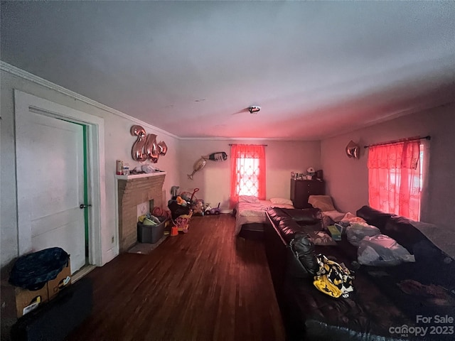 living room featuring dark hardwood / wood-style floors