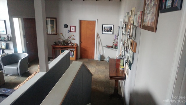 hallway featuring carpet flooring