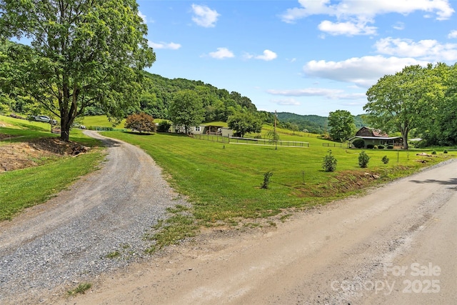 view of road with a rural view