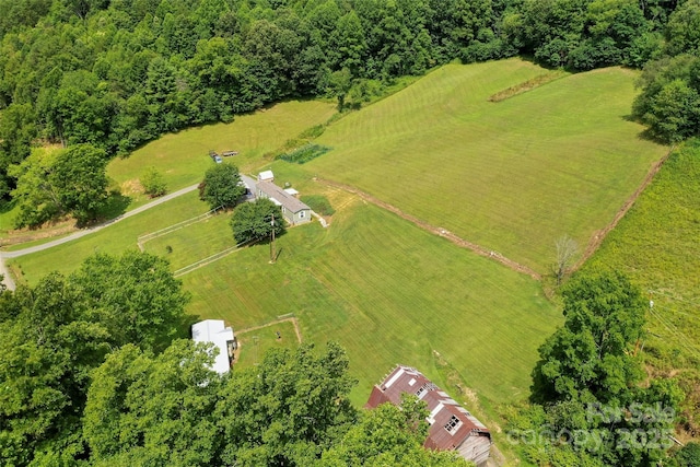 aerial view featuring a rural view