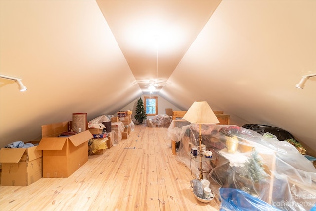 bonus room featuring vaulted ceiling and light hardwood / wood-style flooring