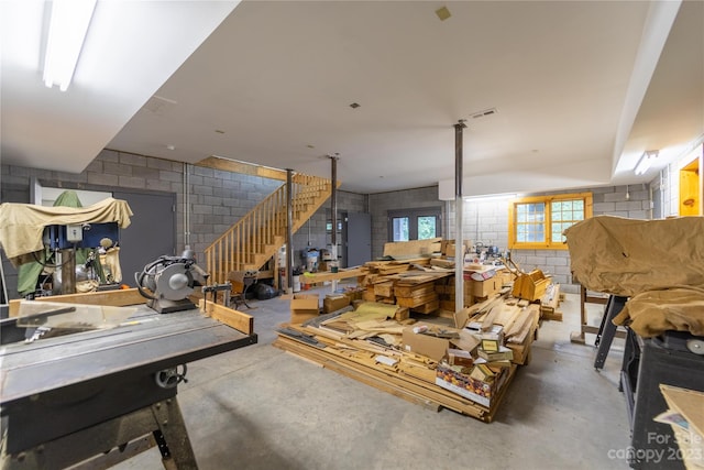 living room featuring concrete floors