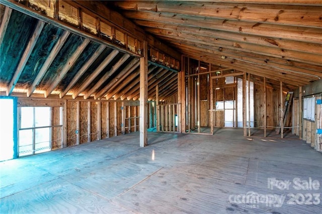 unfinished attic featuring a wealth of natural light