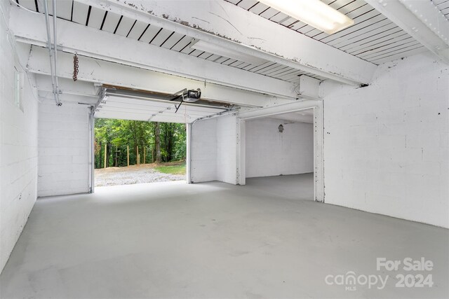 garage with a garage door opener