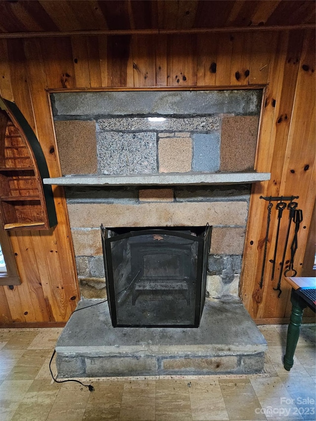 details featuring a wood stove