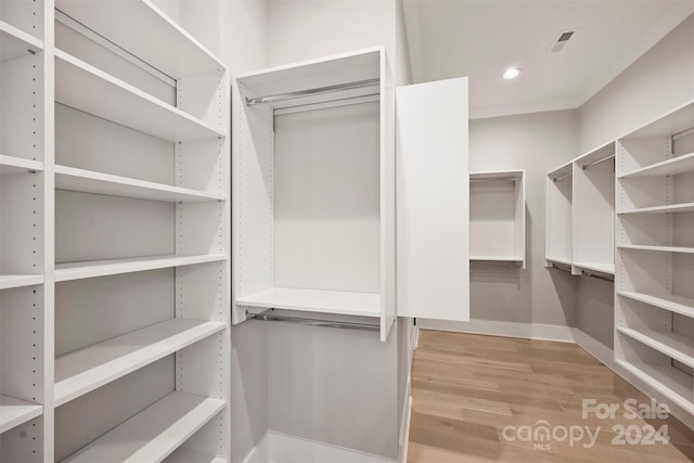 spacious closet with light wood-type flooring