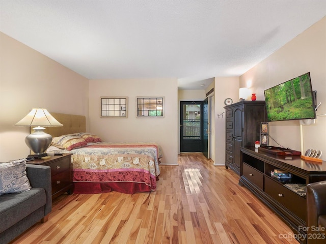 bedroom with light hardwood / wood-style flooring