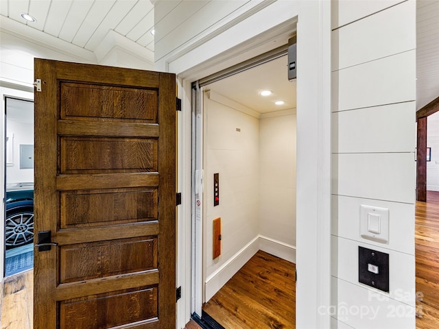 616 Old Growth Forest Rd, Burnsville, NC 28714 - interior space featuring recessed lighting, ornamental molding, baseboards, and wood finished floors
