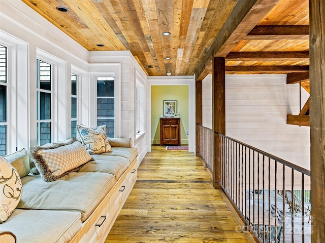 616 Old Growth Forest Rd, Burnsville, NC 28714 - interior space featuring wood ceiling and light wood finished floors
