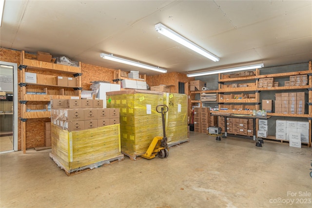 interior space featuring a workshop area