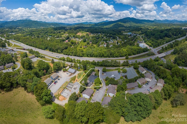 aerial view with a mountain view