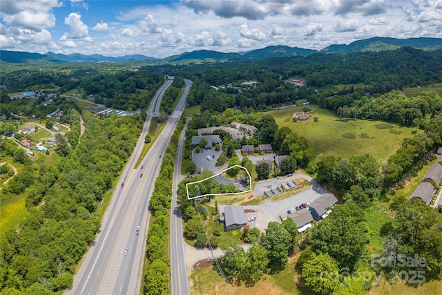 aerial view with a mountain view