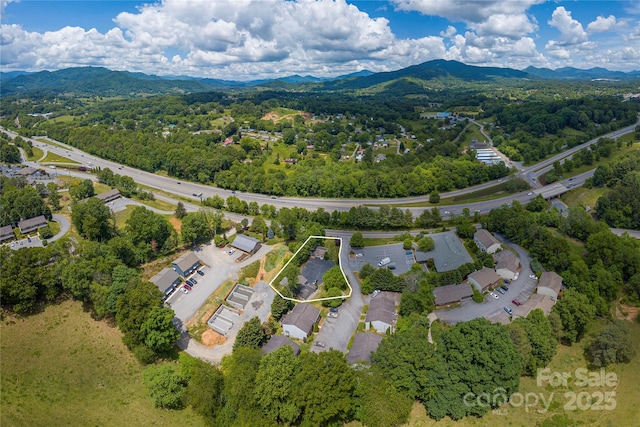 drone / aerial view with a mountain view