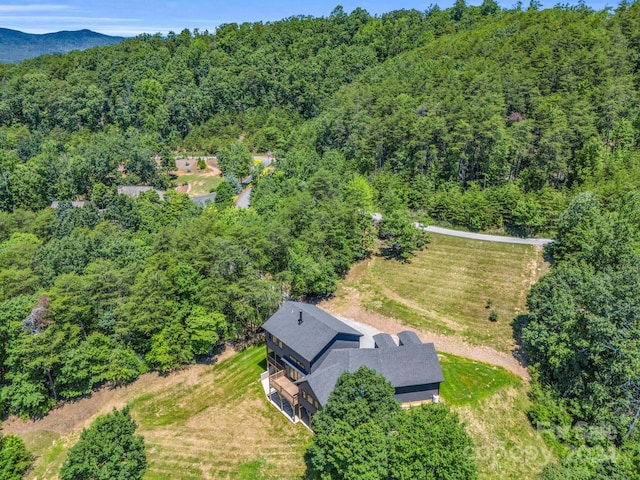 aerial view with a mountain view