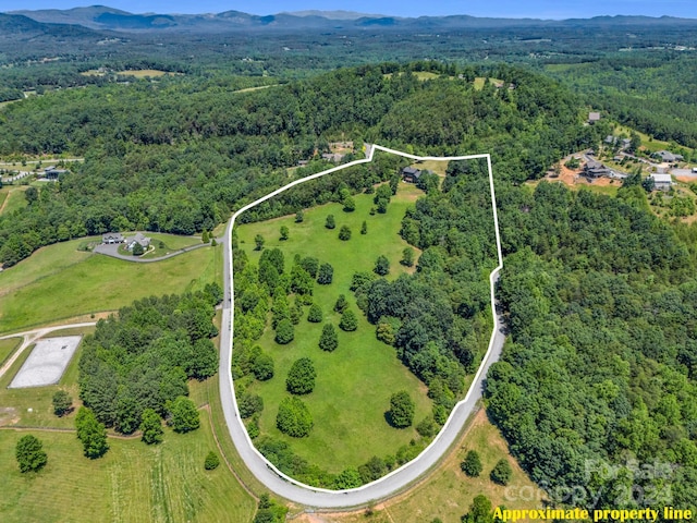 bird's eye view with a mountain view