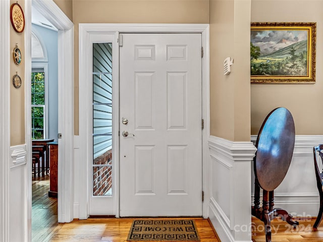 foyer with light hardwood / wood-style floors