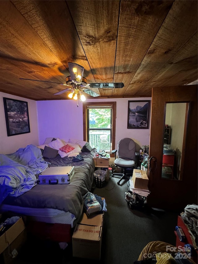 bedroom with wood ceiling