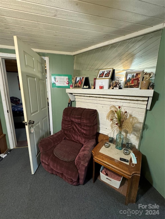 living area with carpet flooring