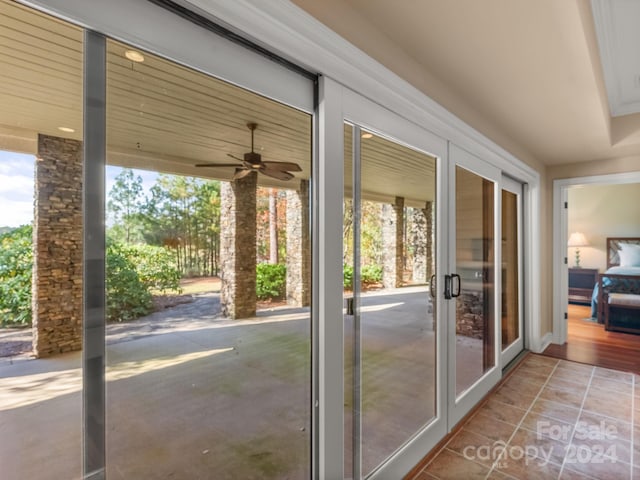 29 Elkton Dr, Pinehurst, NC 28374 - entryway with french doors, plenty of natural light, wood-type flooring, and ceiling fan