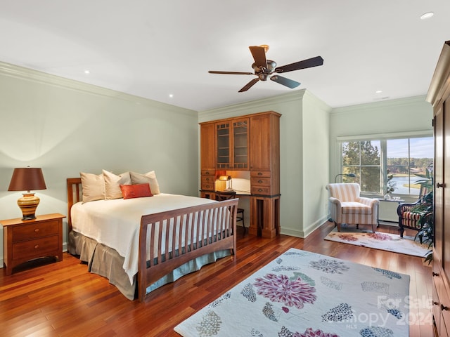 29 Elkton Dr, Pinehurst, NC 28374 - bedroom featuring hardwood / wood-style floors, ceiling fan, and crown molding