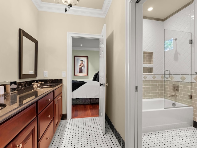 29 Elkton Dr, Pinehurst, NC 28374 - bathroom featuring large vanity, tile floors, and crown molding