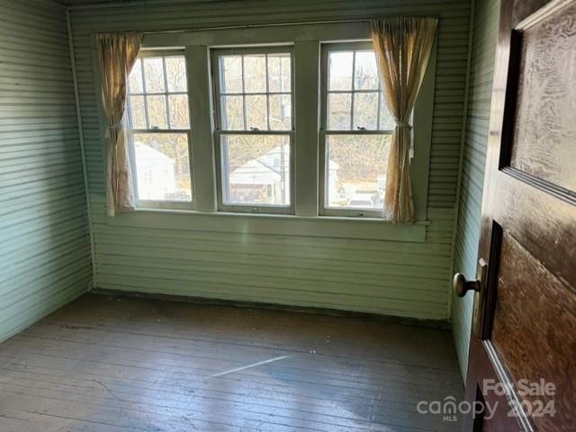 empty room with hardwood / wood-style floors and plenty of natural light