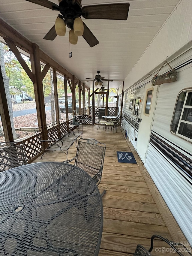 deck featuring ceiling fan