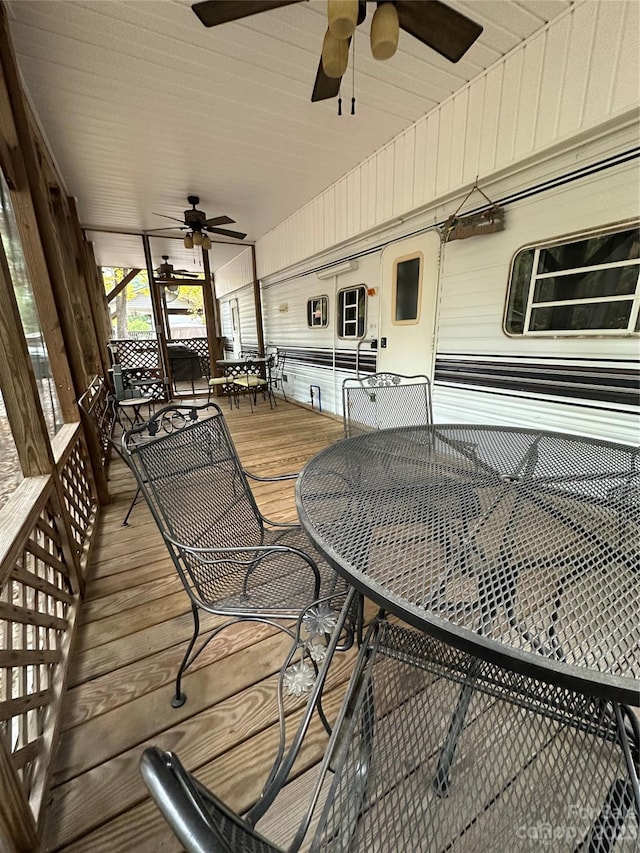 deck featuring ceiling fan