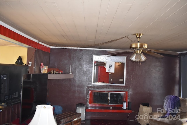 living room with ceiling fan