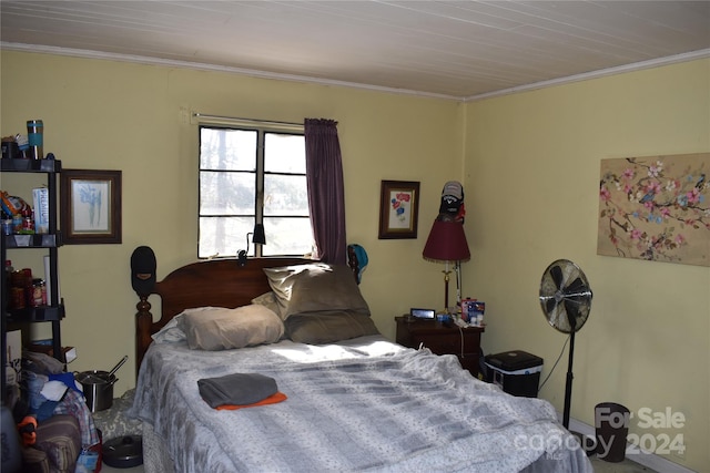 bedroom featuring ornamental molding