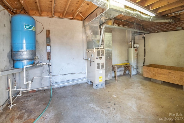 basement featuring gas water heater