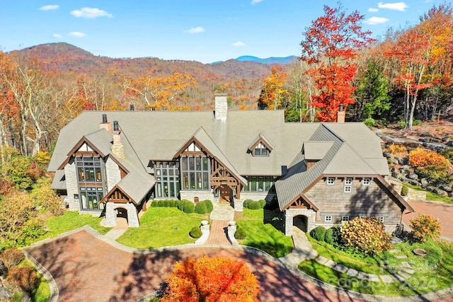 view of front of house with a mountain view