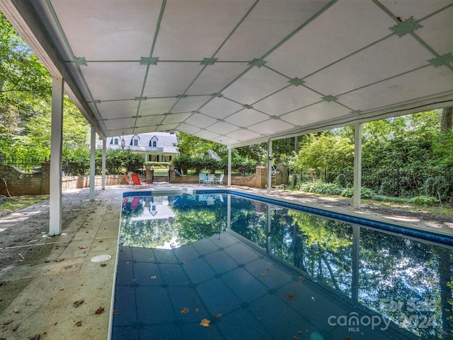 view of swimming pool with a patio area