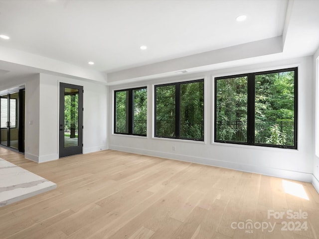 empty room with light hardwood / wood-style flooring and a healthy amount of sunlight