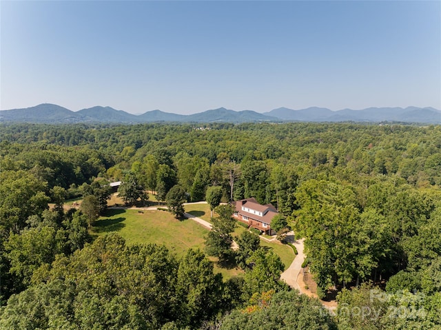 aerial view with a mountain view