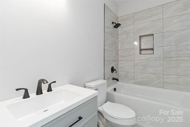 213 Sheffield Dr, York, SC 29745 - bathroom featuring toilet, bathing tub / shower combination, and vanity