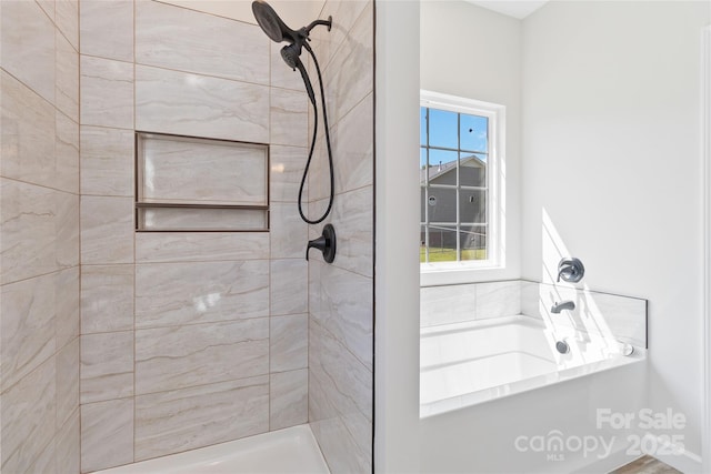 213 Sheffield Dr, York, SC 29745 - bathroom featuring tiled shower and a bath