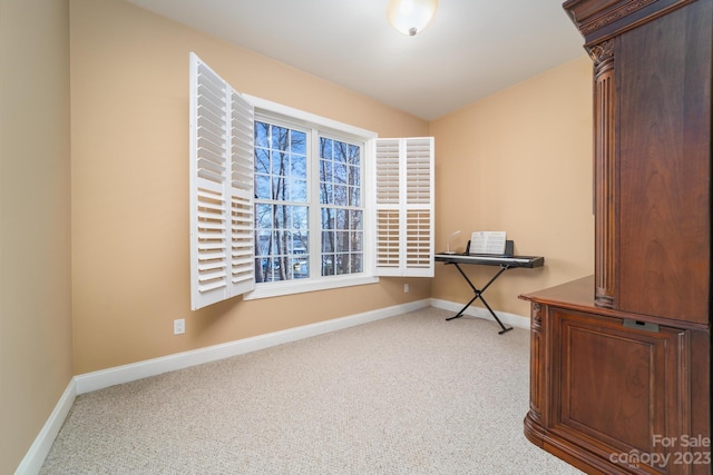 unfurnished office with light colored carpet