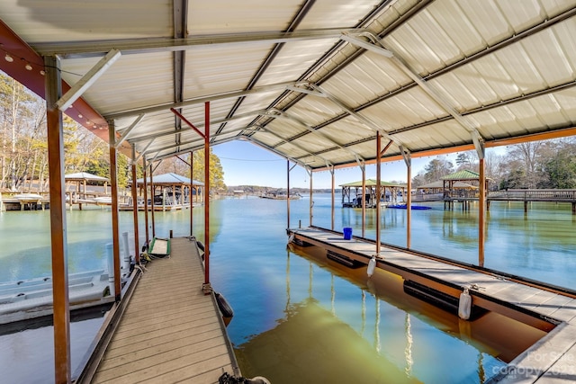 view of dock featuring a water view