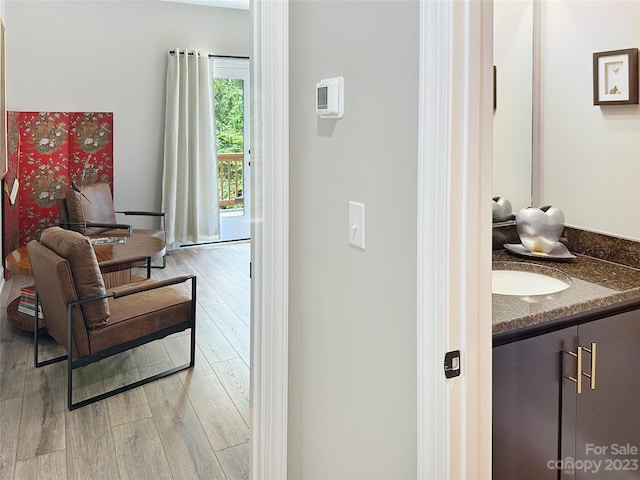 interior space with light hardwood / wood-style floors