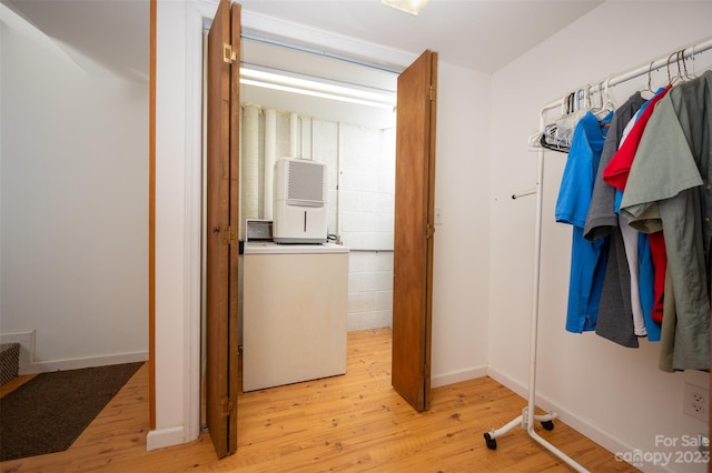 walk in closet featuring light hardwood / wood-style floors