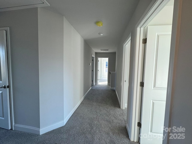 hallway with carpet flooring